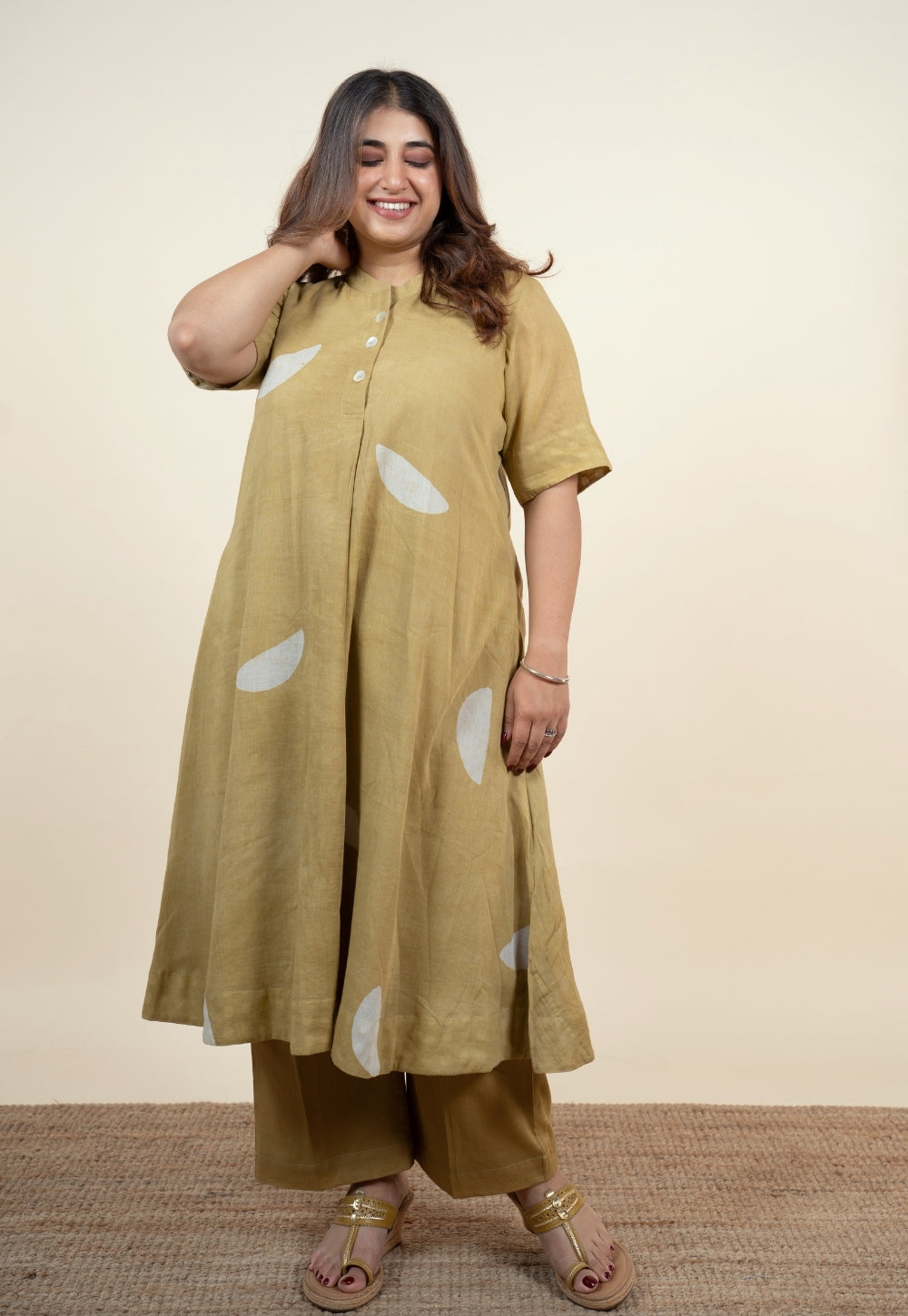 Arzoo Green Batik MulMul A Line Kurta