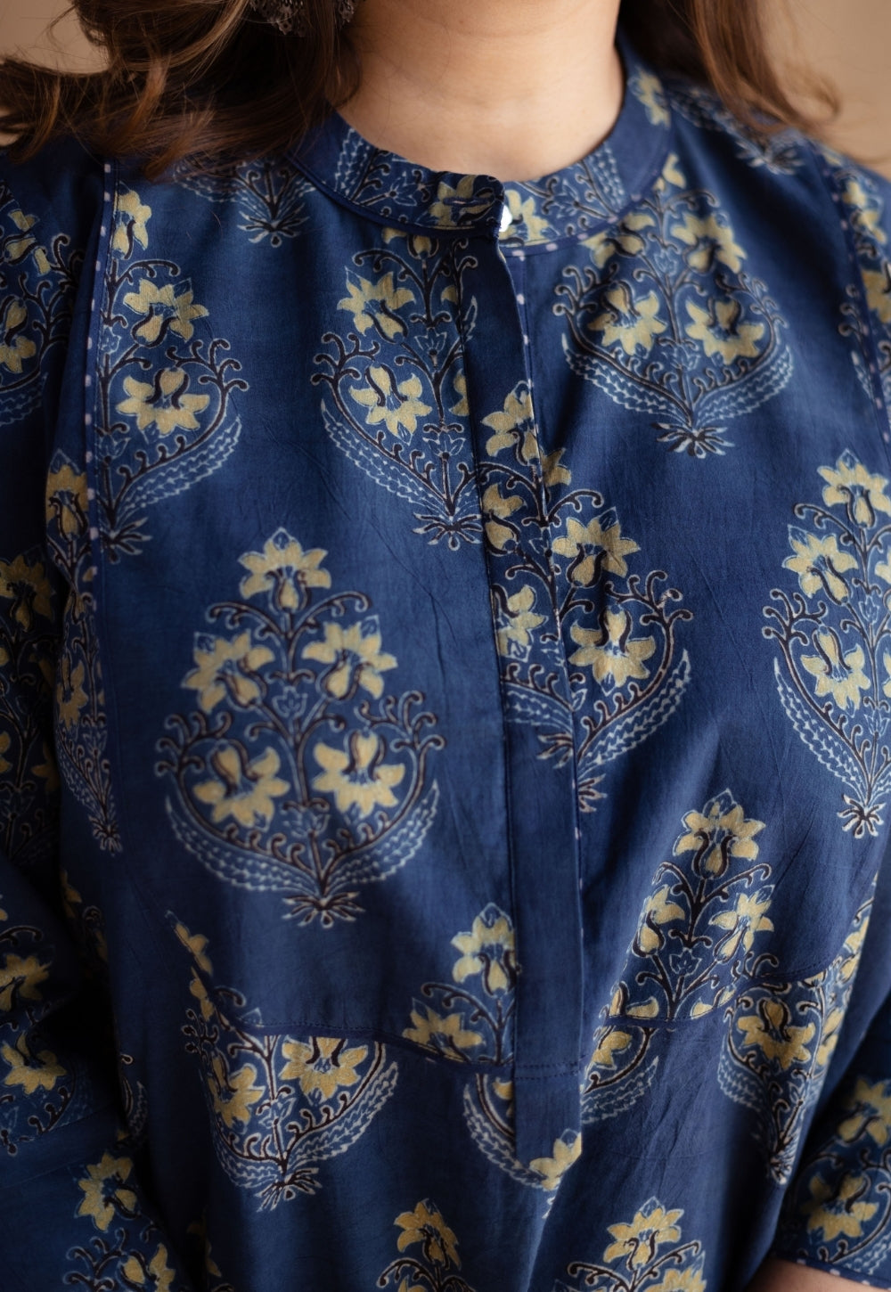 Shrishti Indigo Ajrakh Cotton Straight Kurta