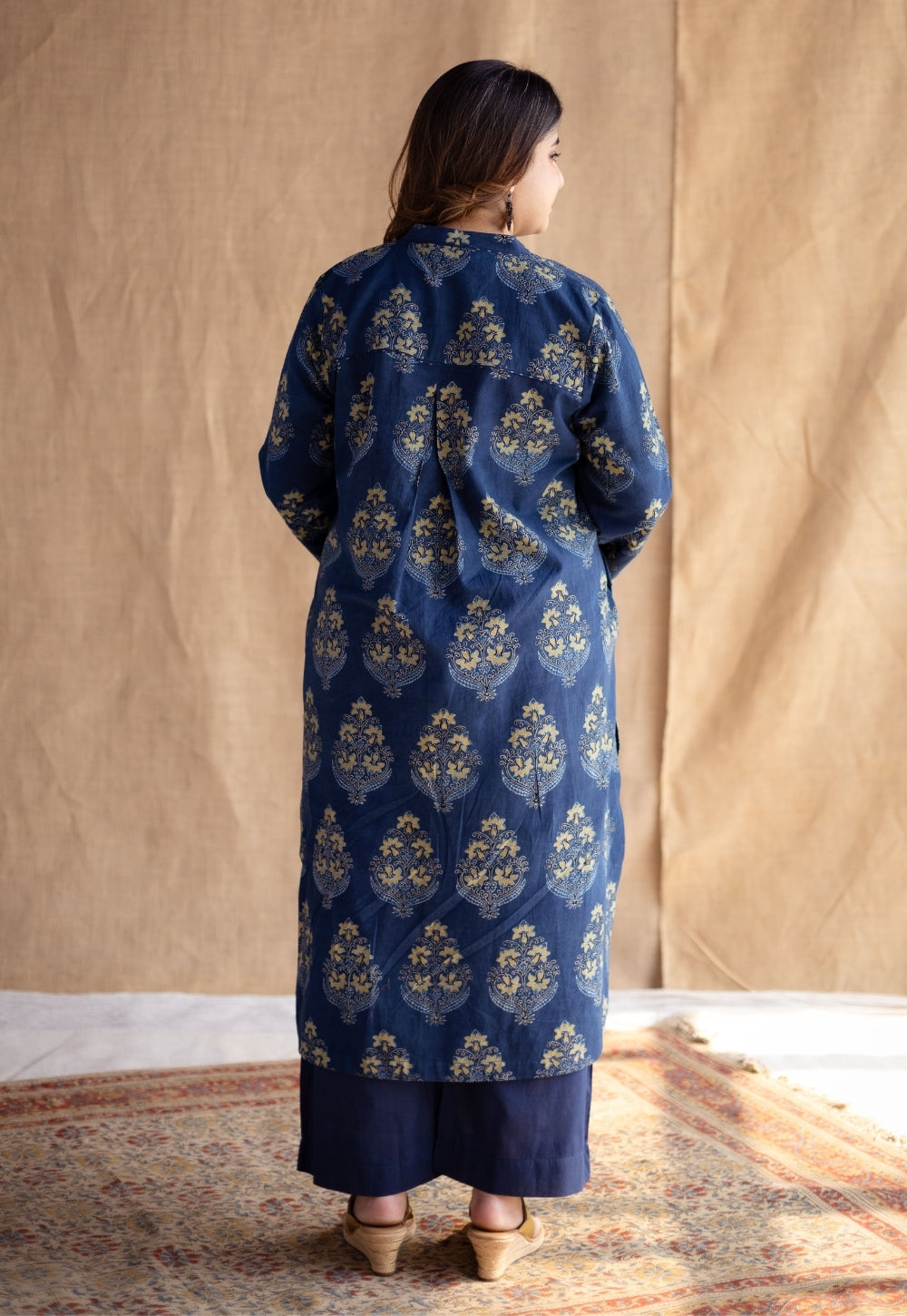 Shrishti Indigo Ajrakh Cotton Straight Kurta