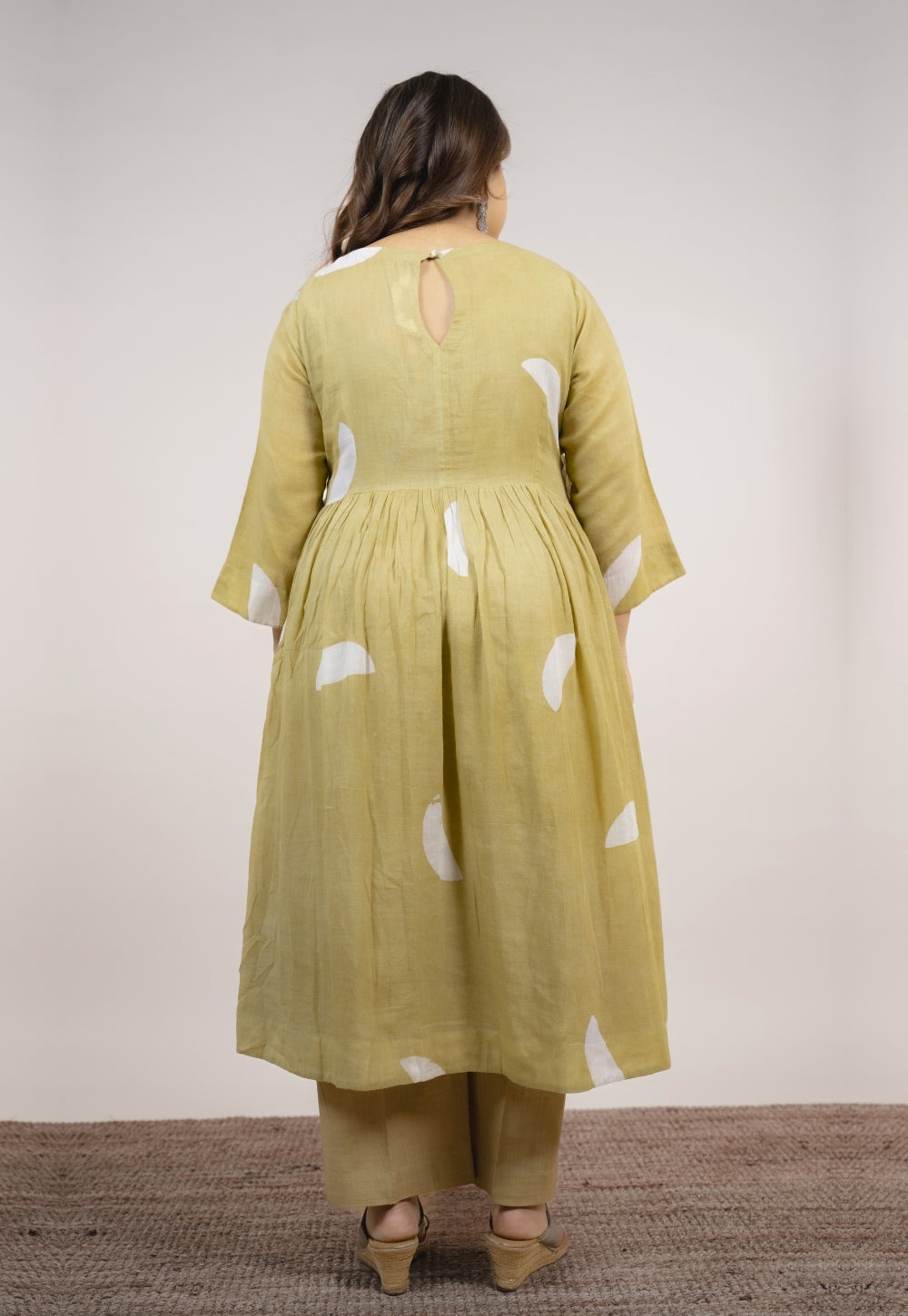 Aarvi Green Batik MulMul A Line Kurta