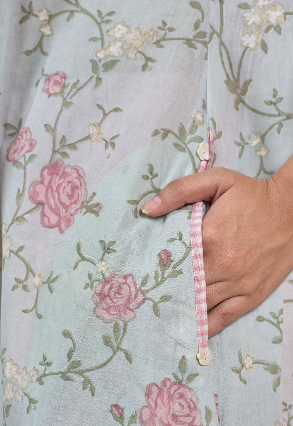 Flora Blue Sanganeri Mul Cotton A Line Kurta