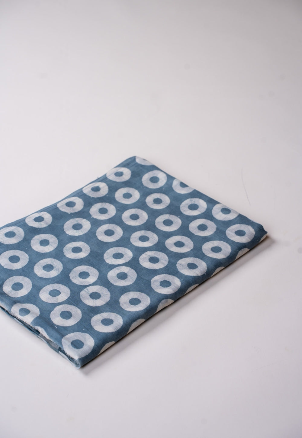 Blue Circle Batik Handblock Printed Mul Fabric
