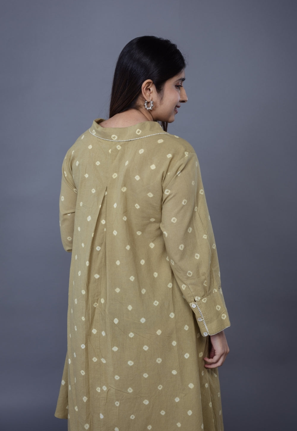 Srisha Green Bandhani Cotton A Line Dress