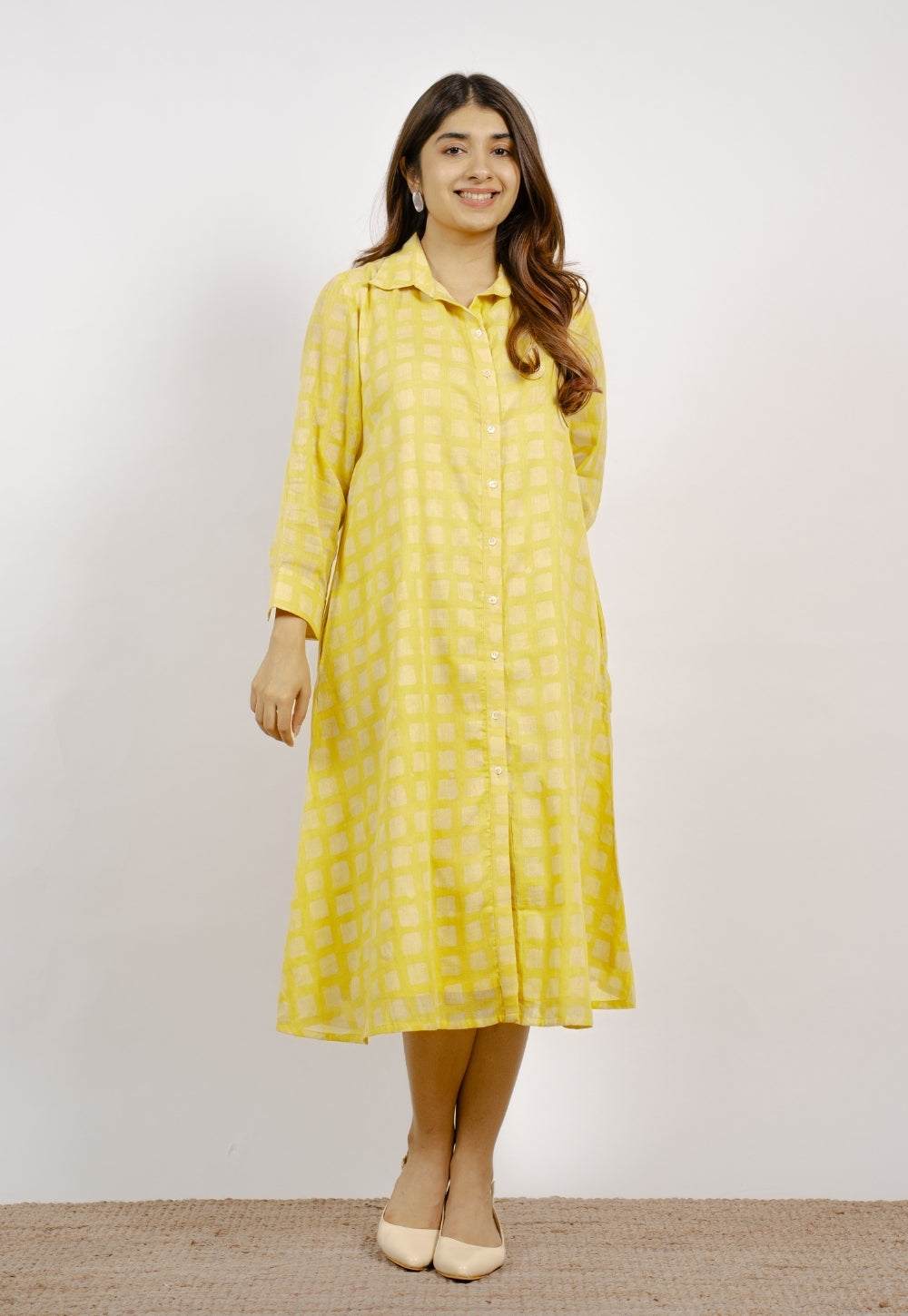 Samia Yellow Batik MulMul A Line Dress
