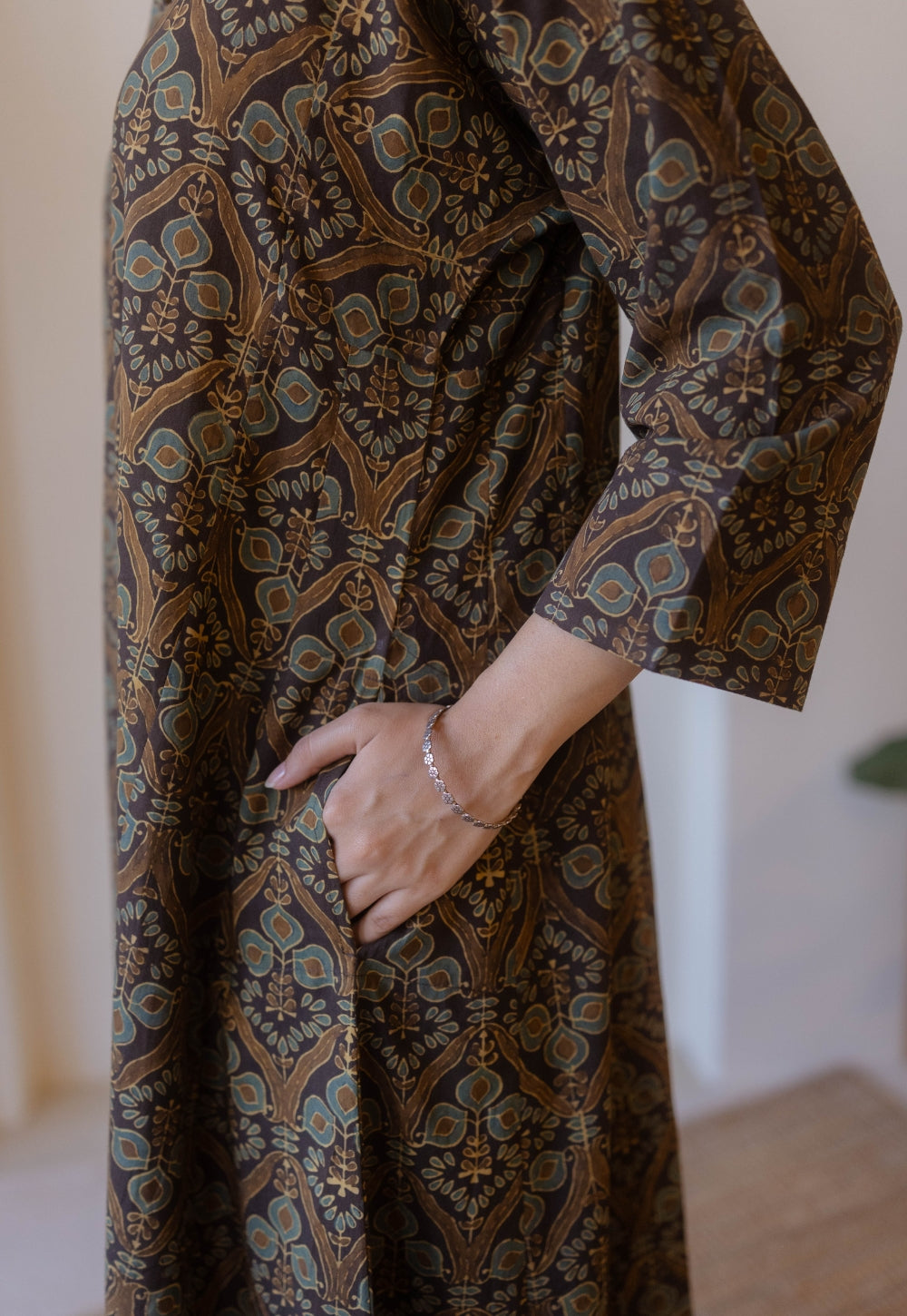 Nyra Brown Ajrakh Cotton Jhabbha Kali Kurta