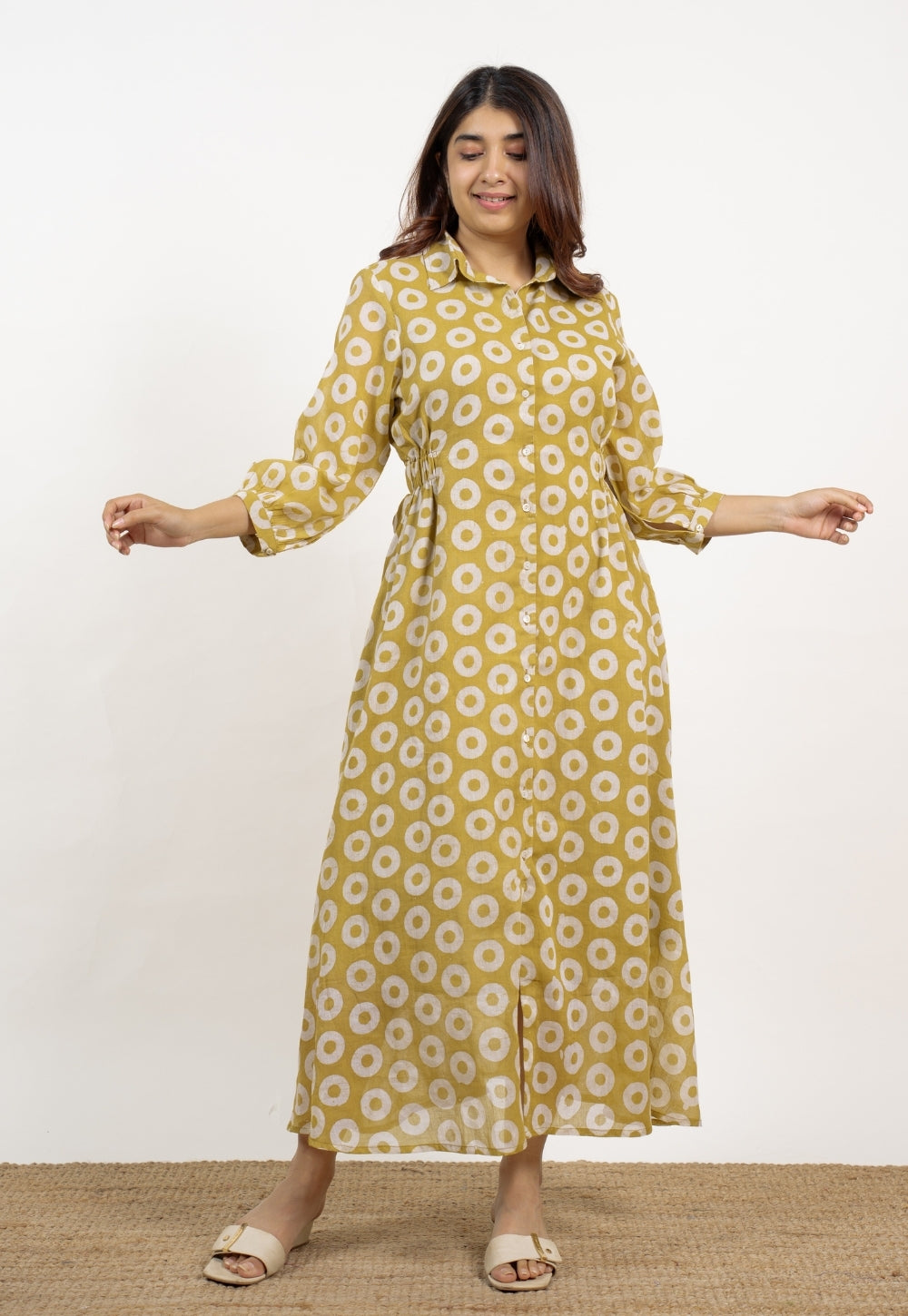 Aniza Green Batik MulMul A Line Dress