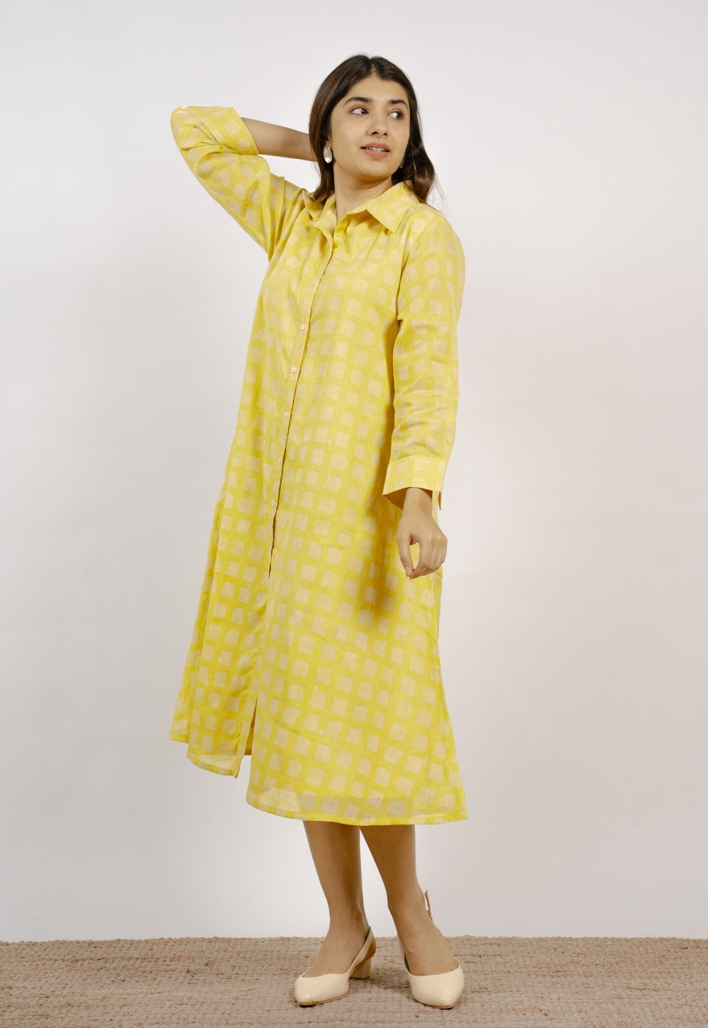 Samia Yellow Batik MulMul A Line Dress