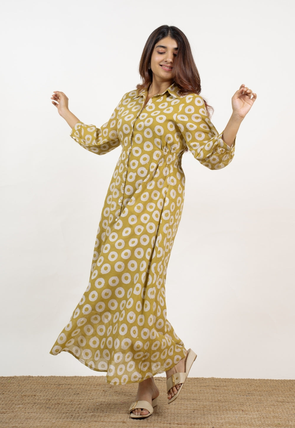 Aniza Green Batik MulMul A Line Dress