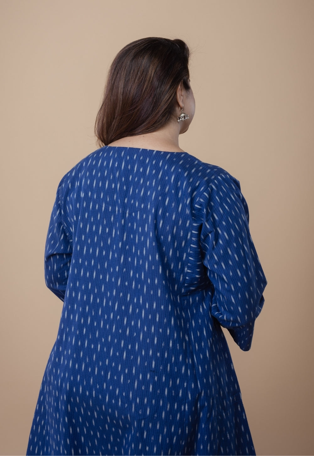 Nyra Blue Ikkat Cotton Jhabbha Kali Co-Ord Set