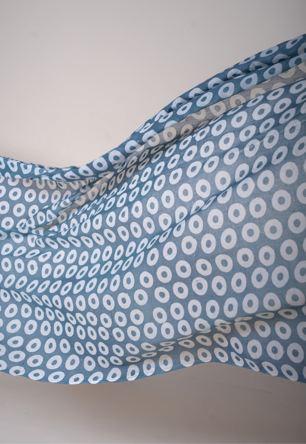 Blue Circle Batik Handblock Printed Mul Fabric