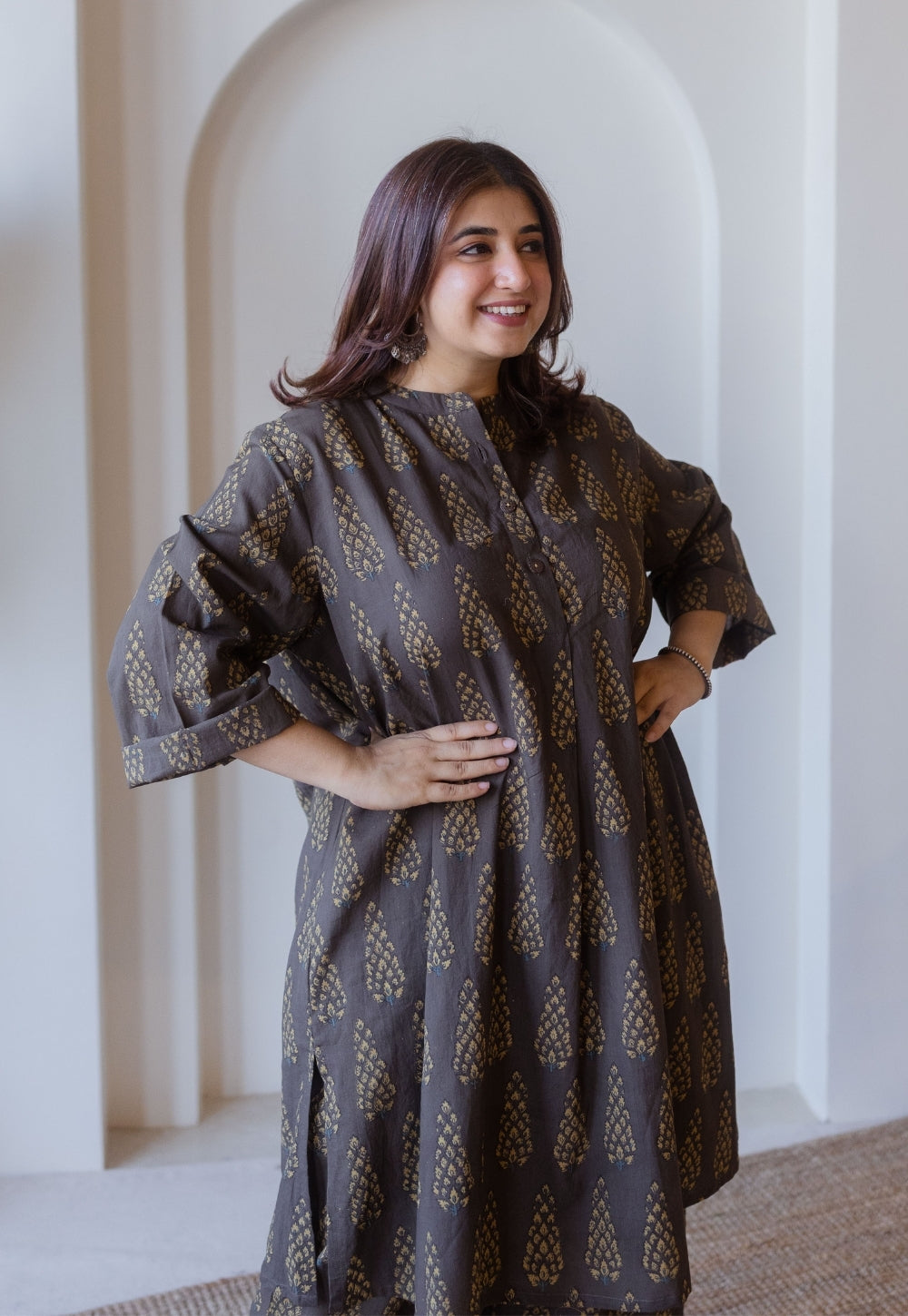 Ayaat Brown Ajrakh Cotton Anti-Fit Kurta