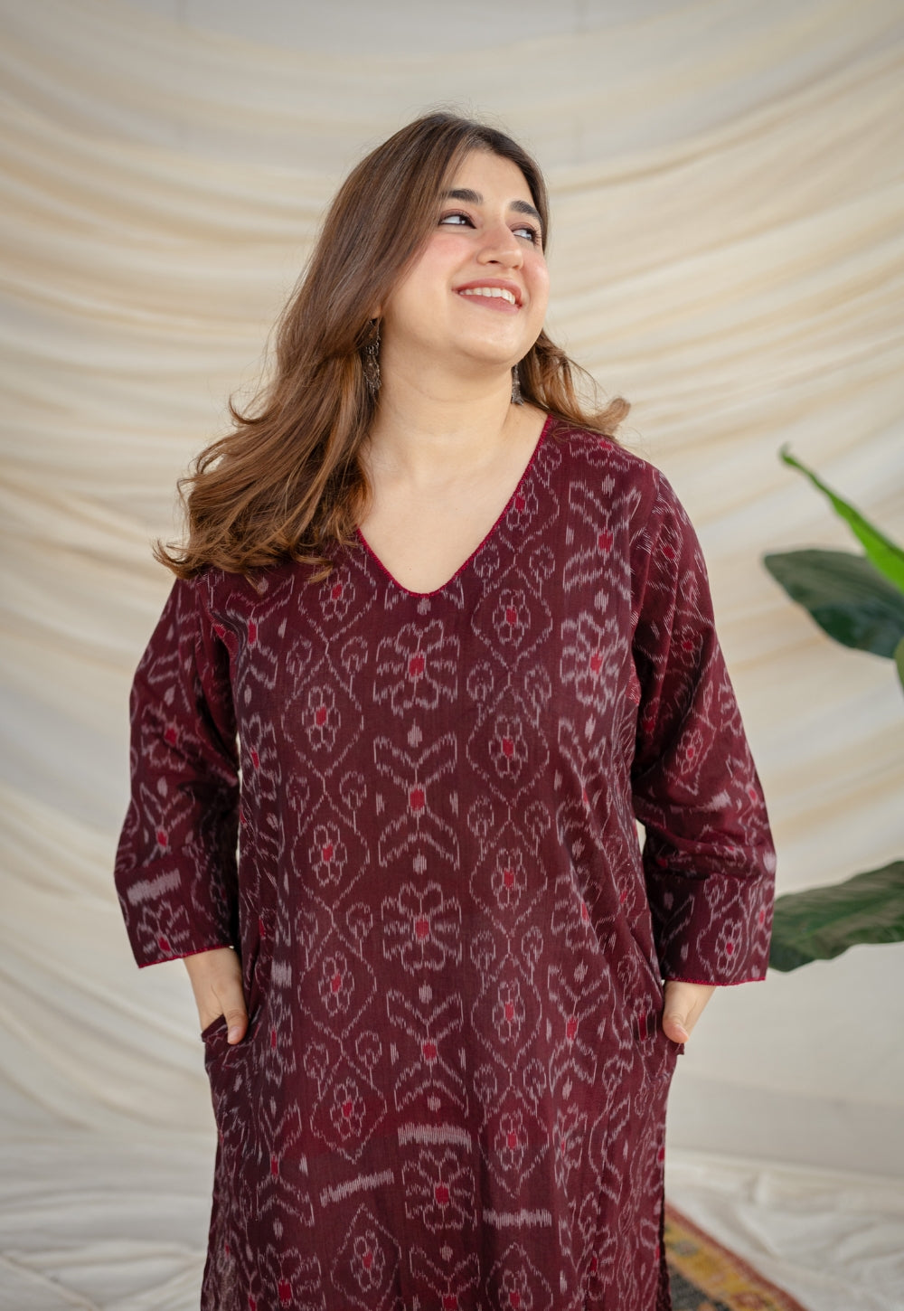 Harshaali Ikkat Cotton Jhabha Kali Kurta