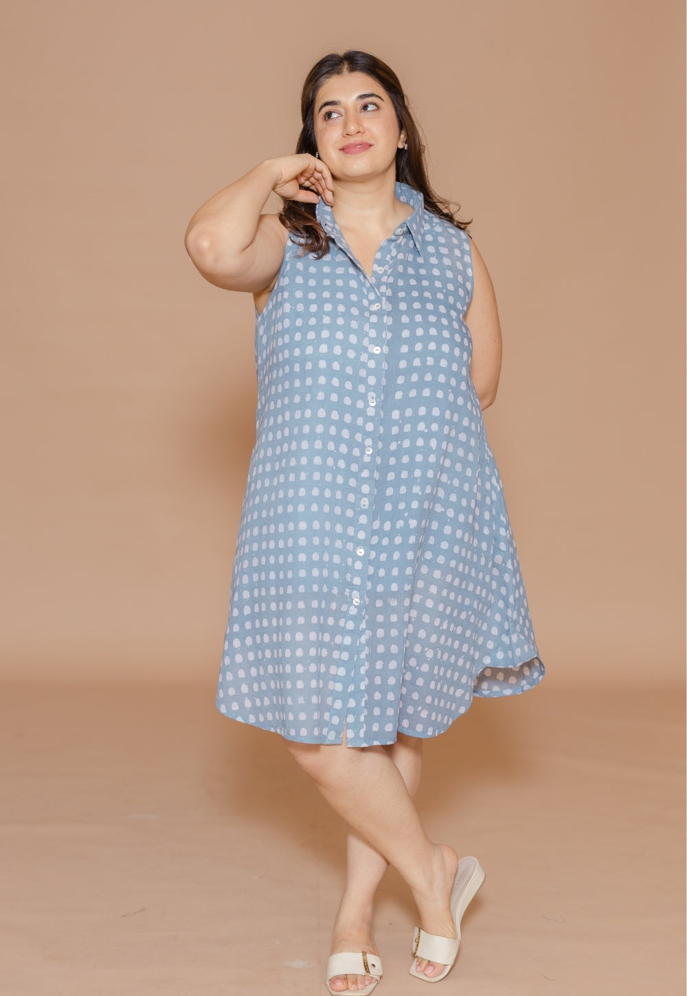 Sadia Blue Batik MulMul A Line Dress