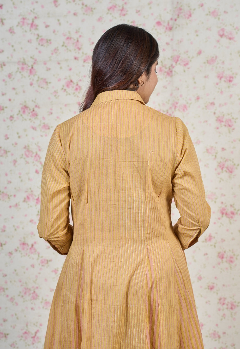 Claire Yellow Sanganeri Mul Cotton A Line Dress