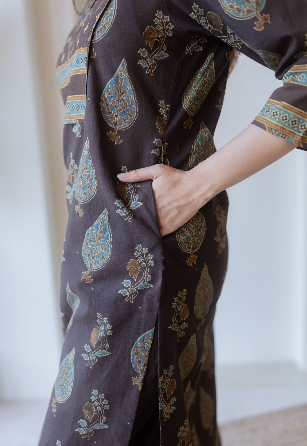 Nisha Brown Ajrakh Cotton Straight Kurta