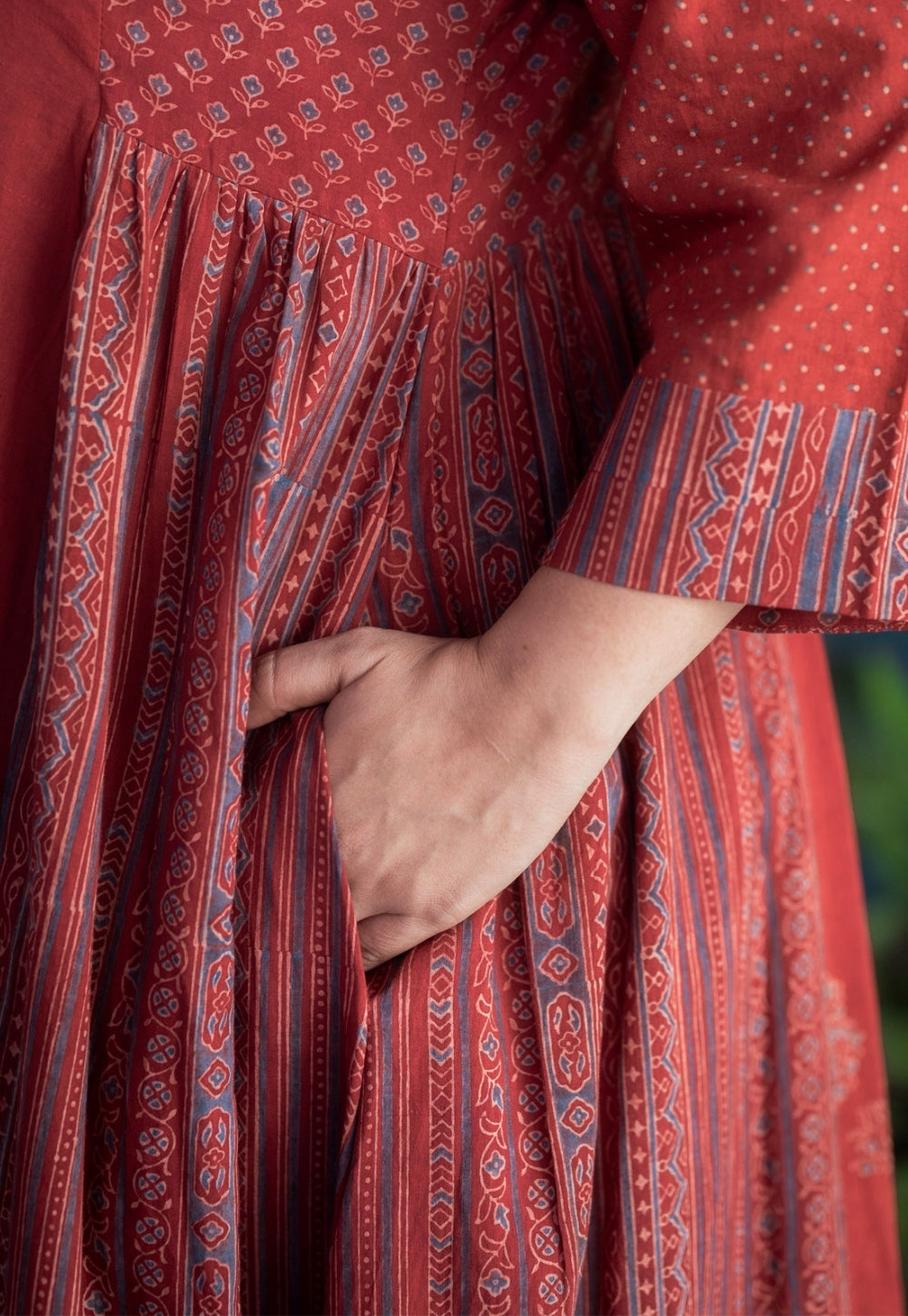 Urvi Red Ajrakh Cotton Kali Kurta