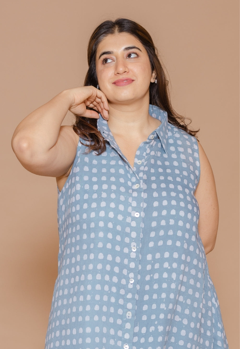 Sadia Blue Batik MulMul A Line Dress
