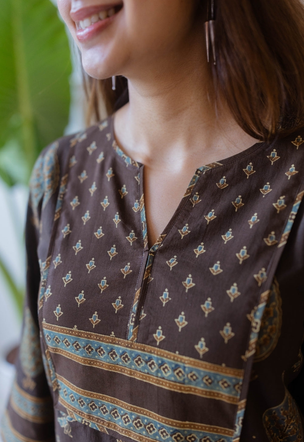 Nisha Brown Ajrakh Cotton Straight Kurta