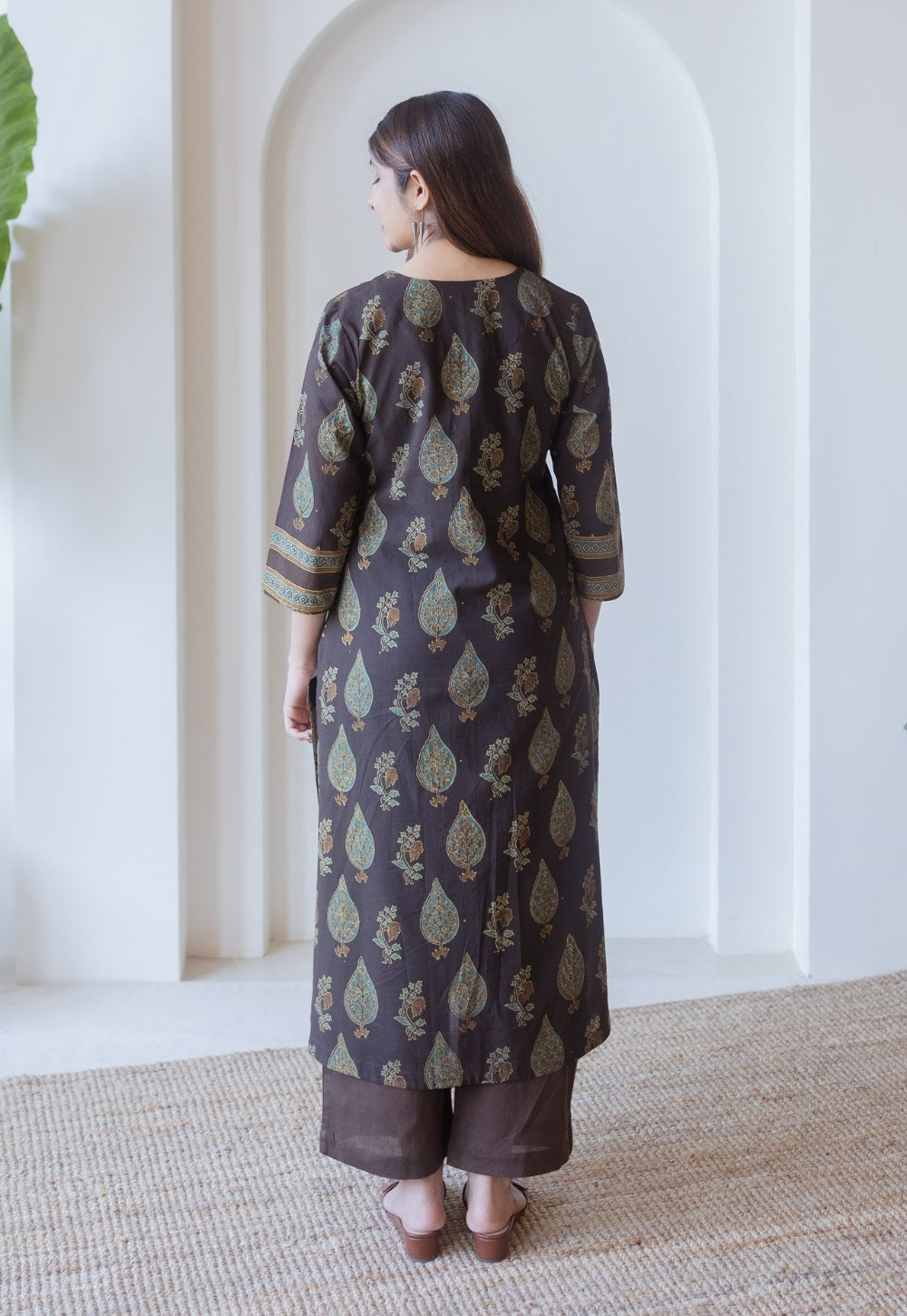 Nisha Brown Ajrakh Cotton Straight Kurta