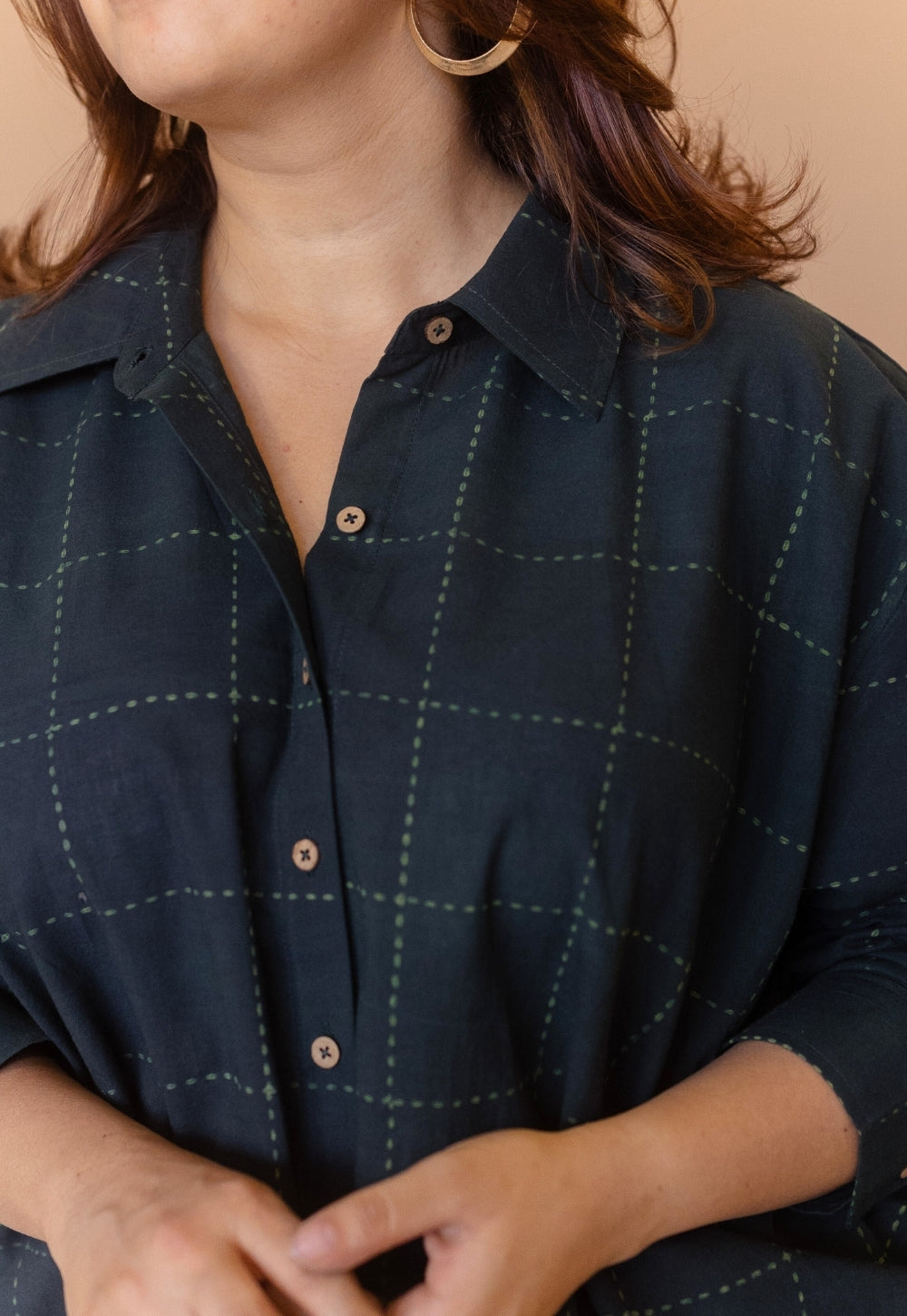Ruhi Green Dabu Cotton Anti-Fit Shirt