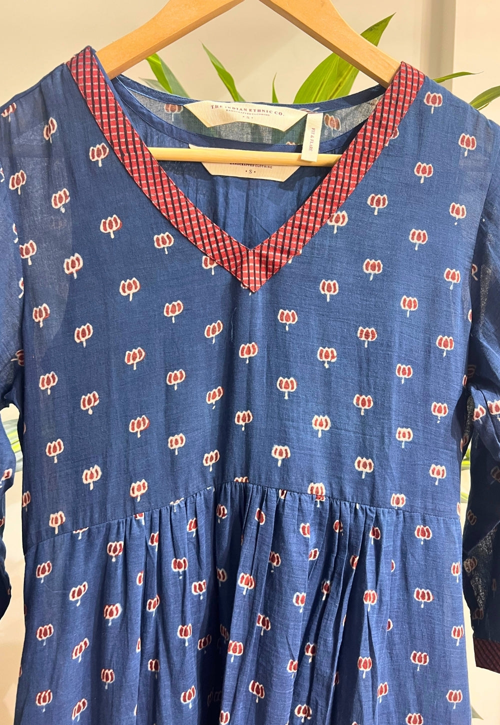 Inaya Blue Ajrakh MulMul Cotton A Line Kurta