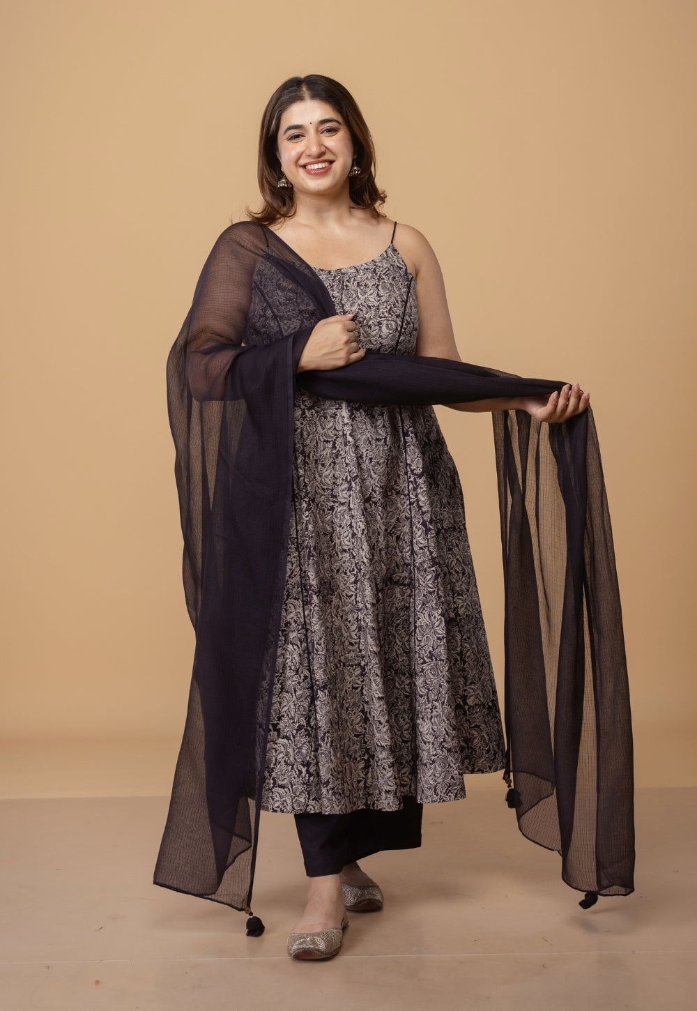 Black Solid Kota Doria Cotton Dupatta