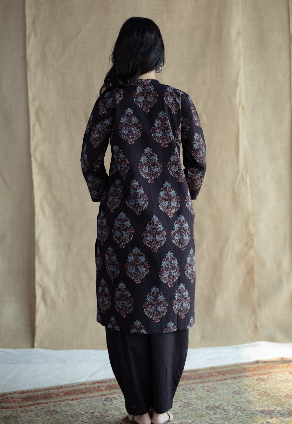 Tarin Black Solid Slub Cotton Afghan Pant