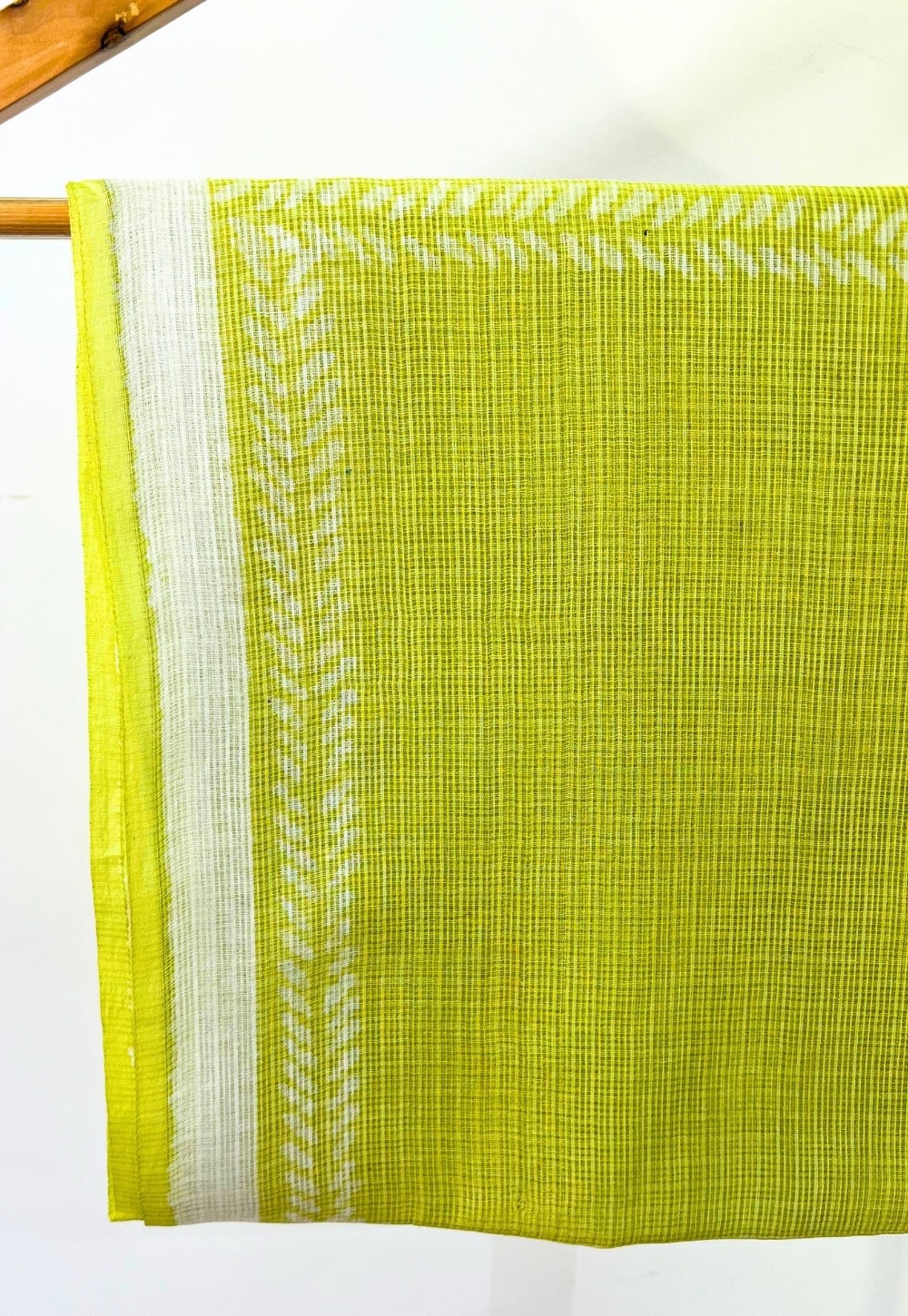 Green Leaf Border Hand Block Print Kota Doria Cotton Dupatta
