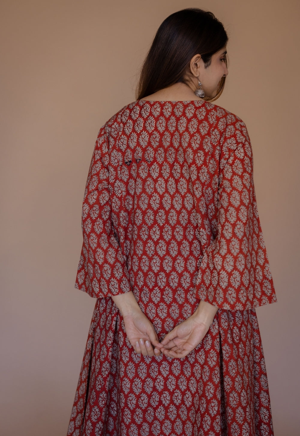 Sarah Red Bagru Cotton Kali Suit Set (Set of 3)