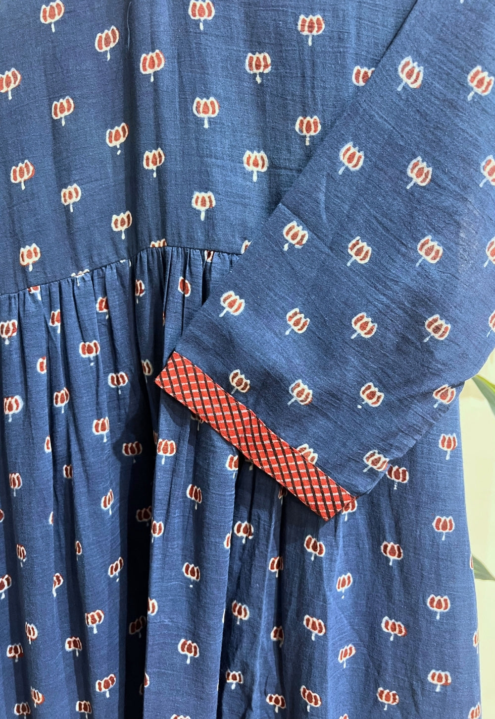 Inaya Blue Ajrakh MulMul Cotton A Line Kurta