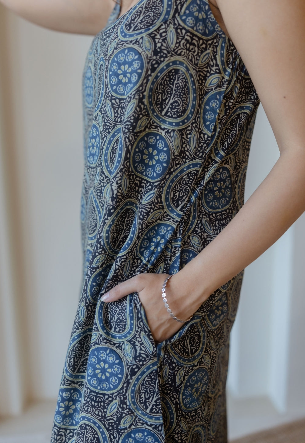 Viaana Black Ajrakh Cotton A Line Dress