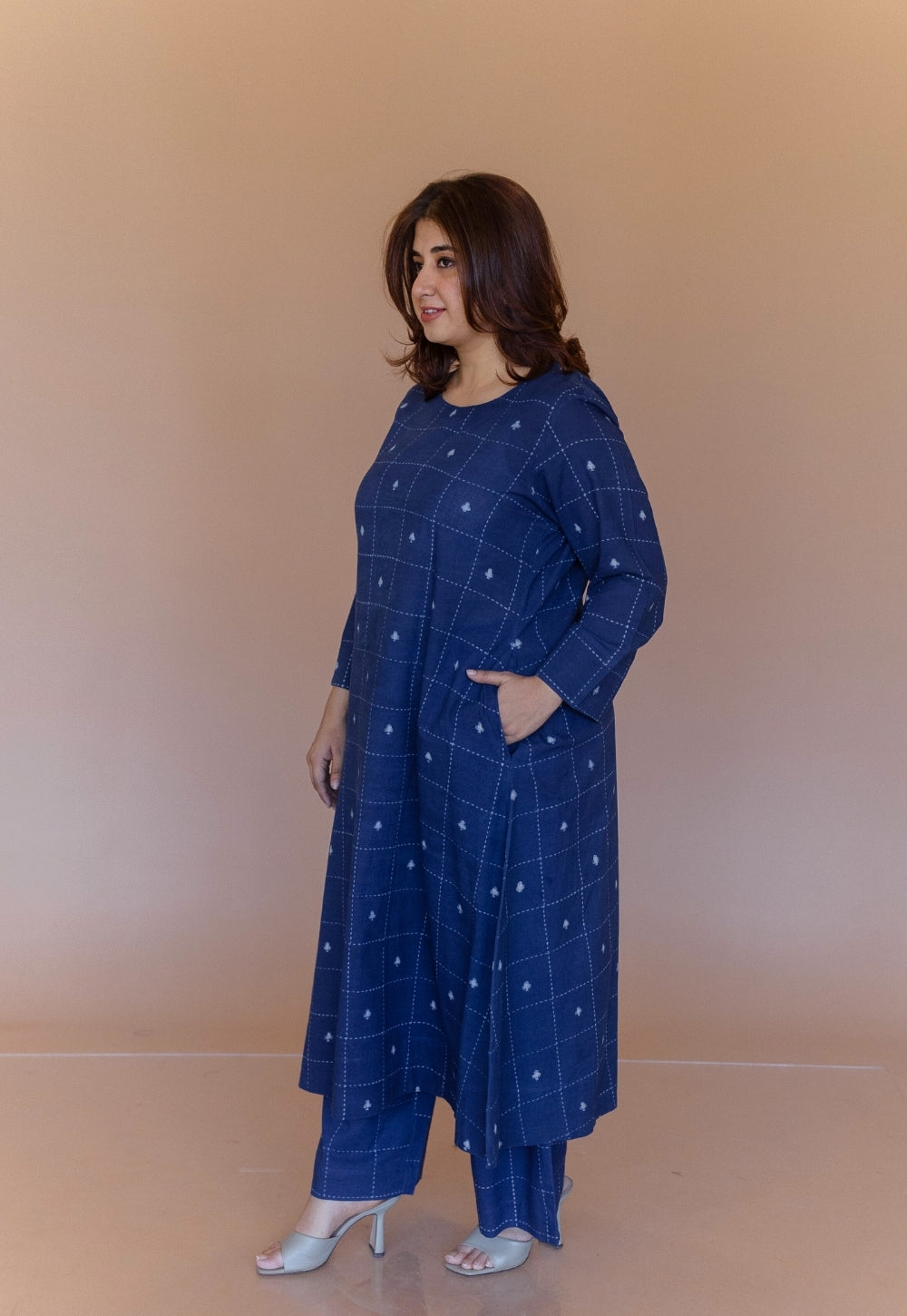 Shriya Blue Dabu Cotton A Line Kurta
