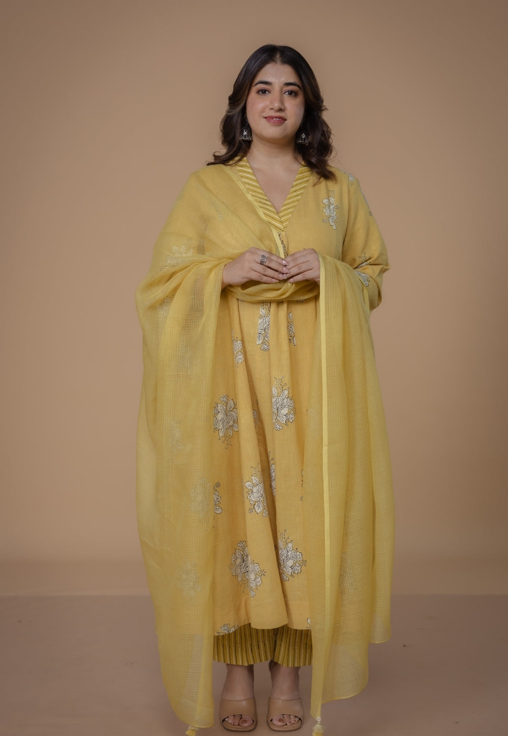 Yellow Solid Kota Doria Cotton Dupatta