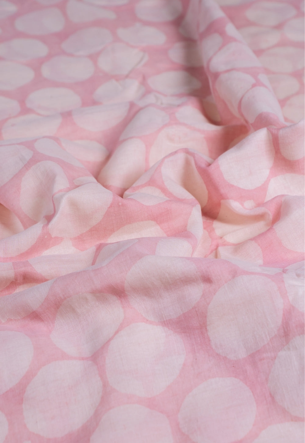 Pink Seamless Pattern Batik Handblock Printed Mul Fabric