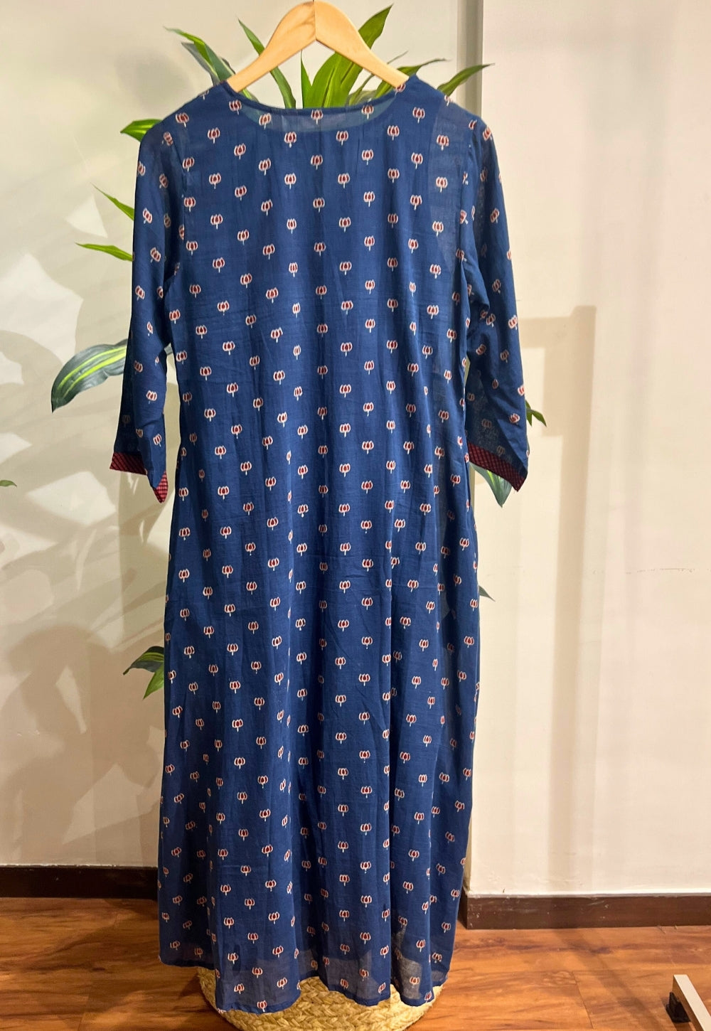 Inaya Blue Ajrakh MulMul Cotton A Line Kurta