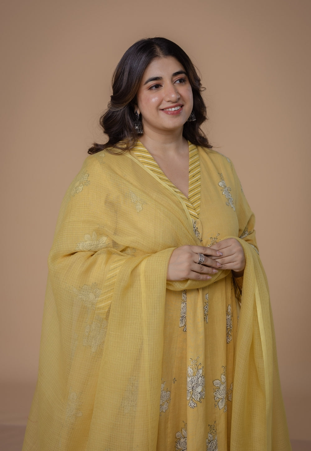 Yellow Solid Kota Doria Cotton Dupatta