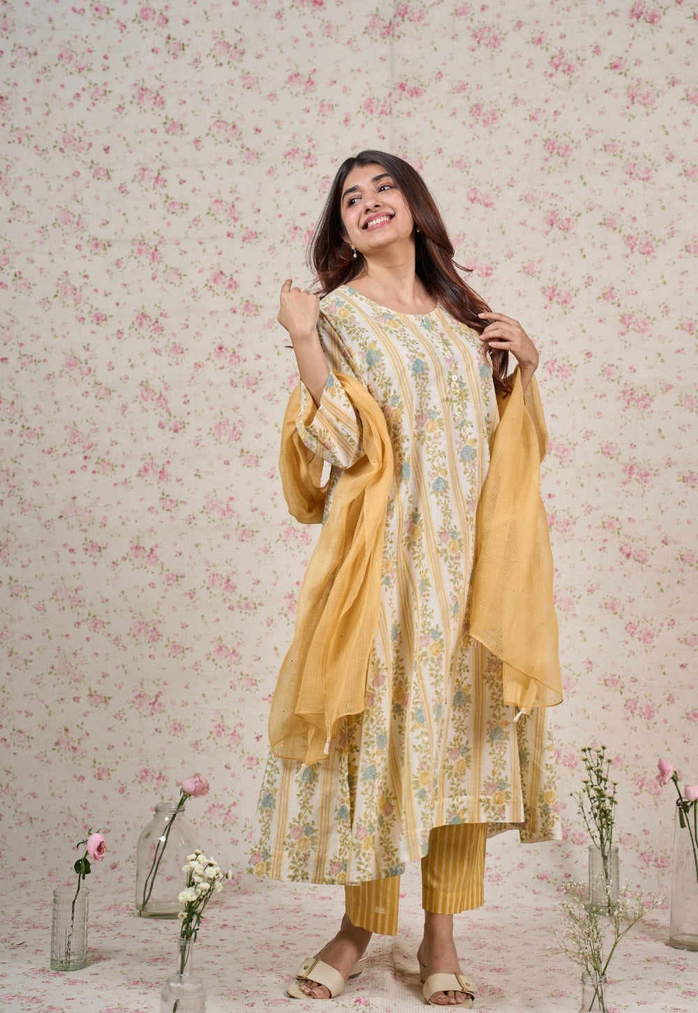 Yellow Solid Kota Doria Cotton Dupatta