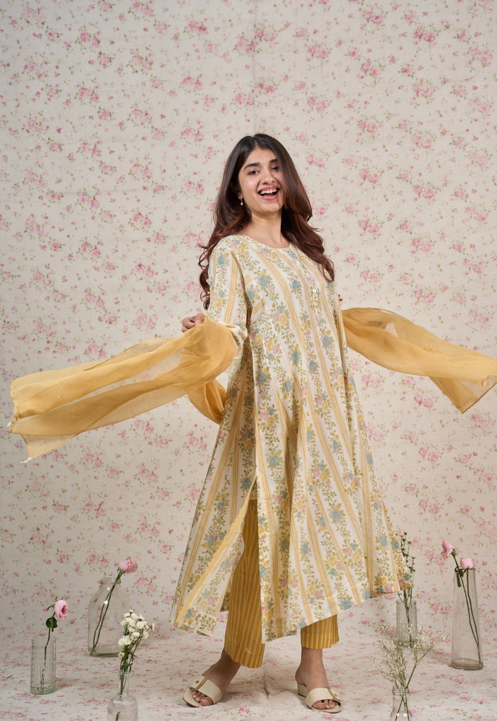 Yellow Solid Kota Doria Cotton Dupatta