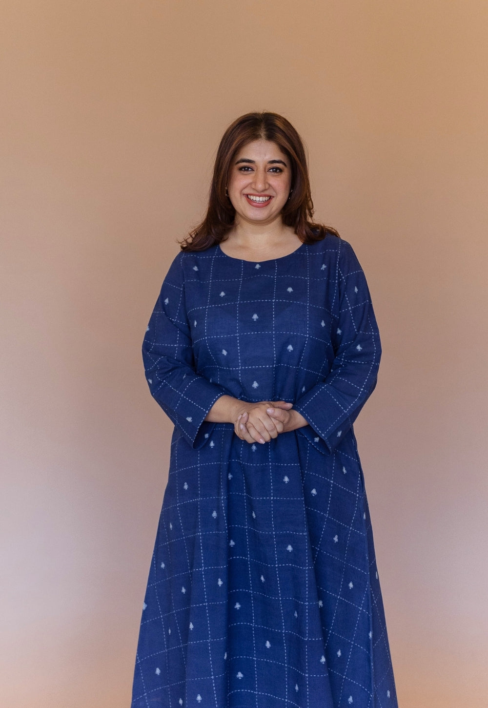 Shriya Blue Dabu Cotton A Line Kurta