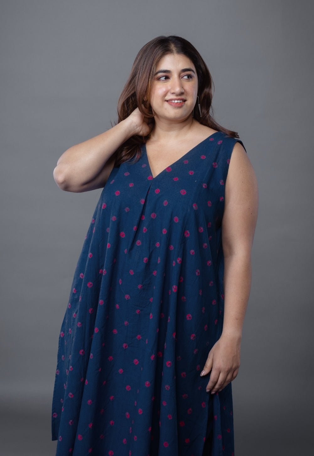 Raahi Blue Bandhani Cotton A Line Kurta