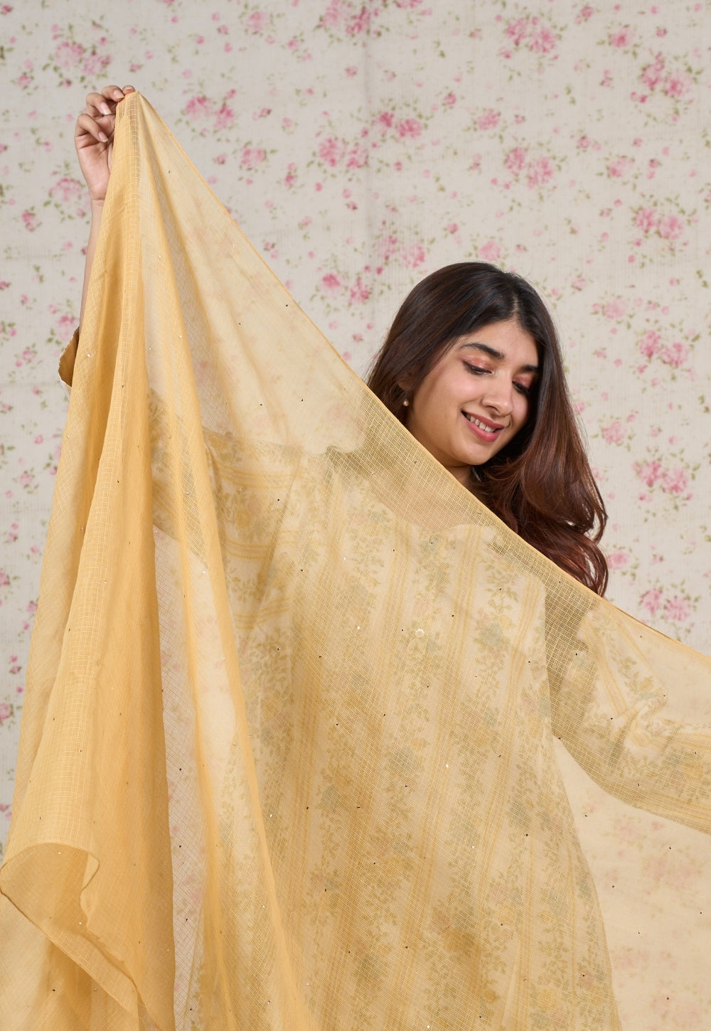 Yellow Solid Kota Doria Cotton Dupatta