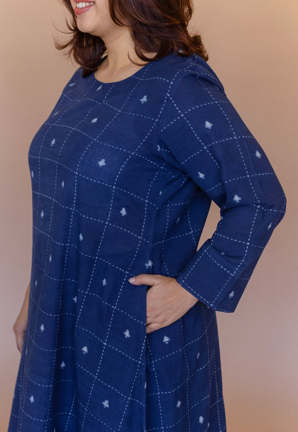 Shriya Blue Dabu Cotton A Line Kurta
