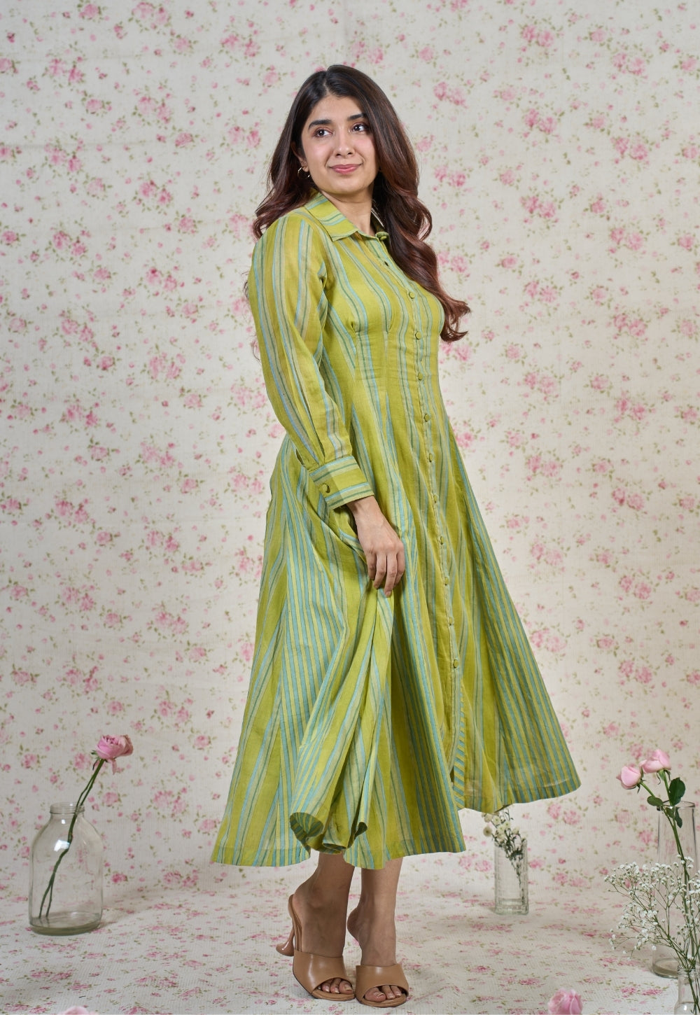 Susan Green Sanganeri Mul Cotton A Line Dress