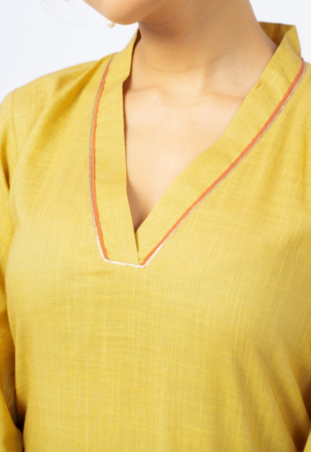 Zeenat Yellow Solid Slub Cotton Straight Kurta Suit Set with Solid Dupatta (Set of 3)
