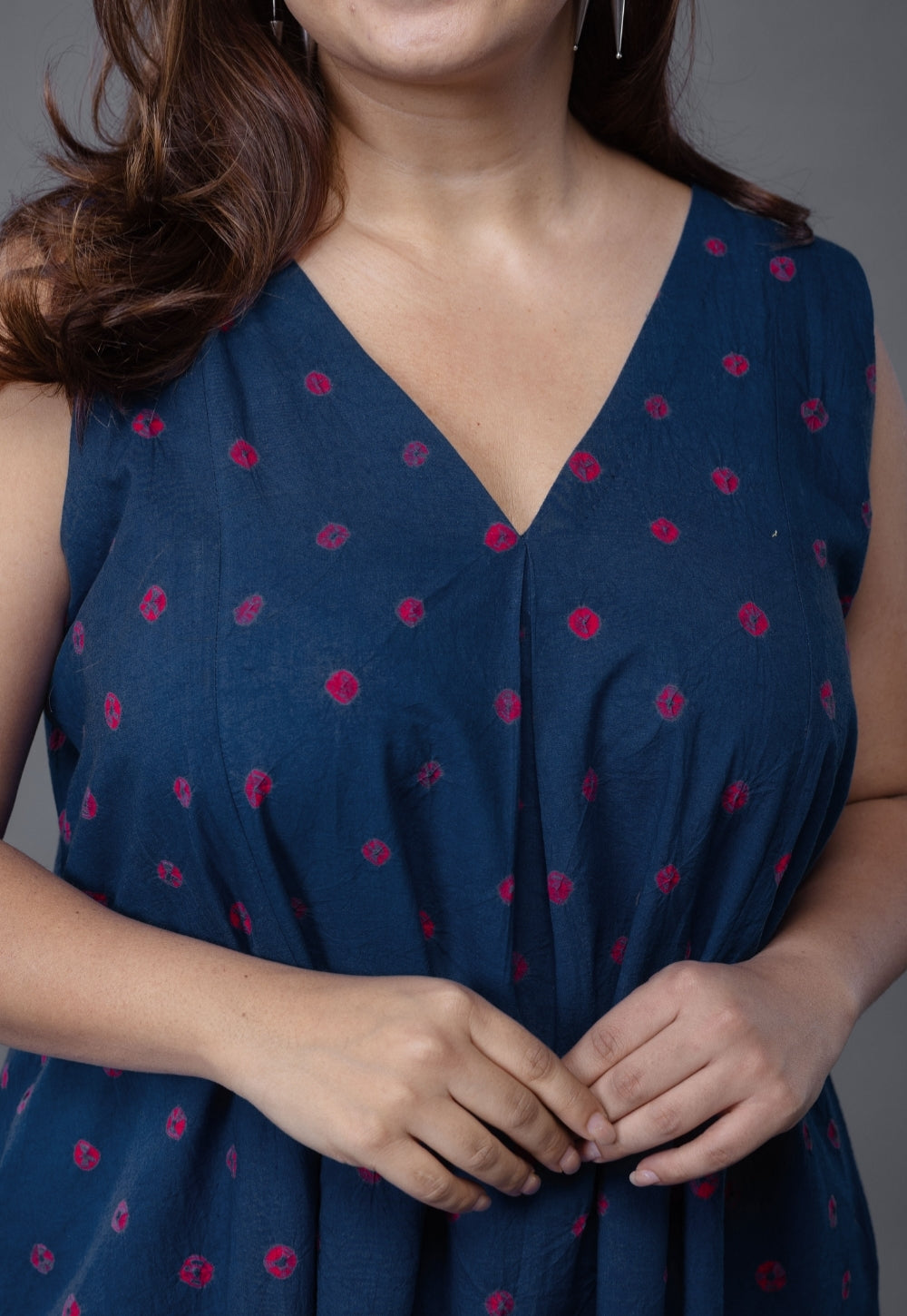 Raahi Blue Bandhani Cotton A Line Kurta