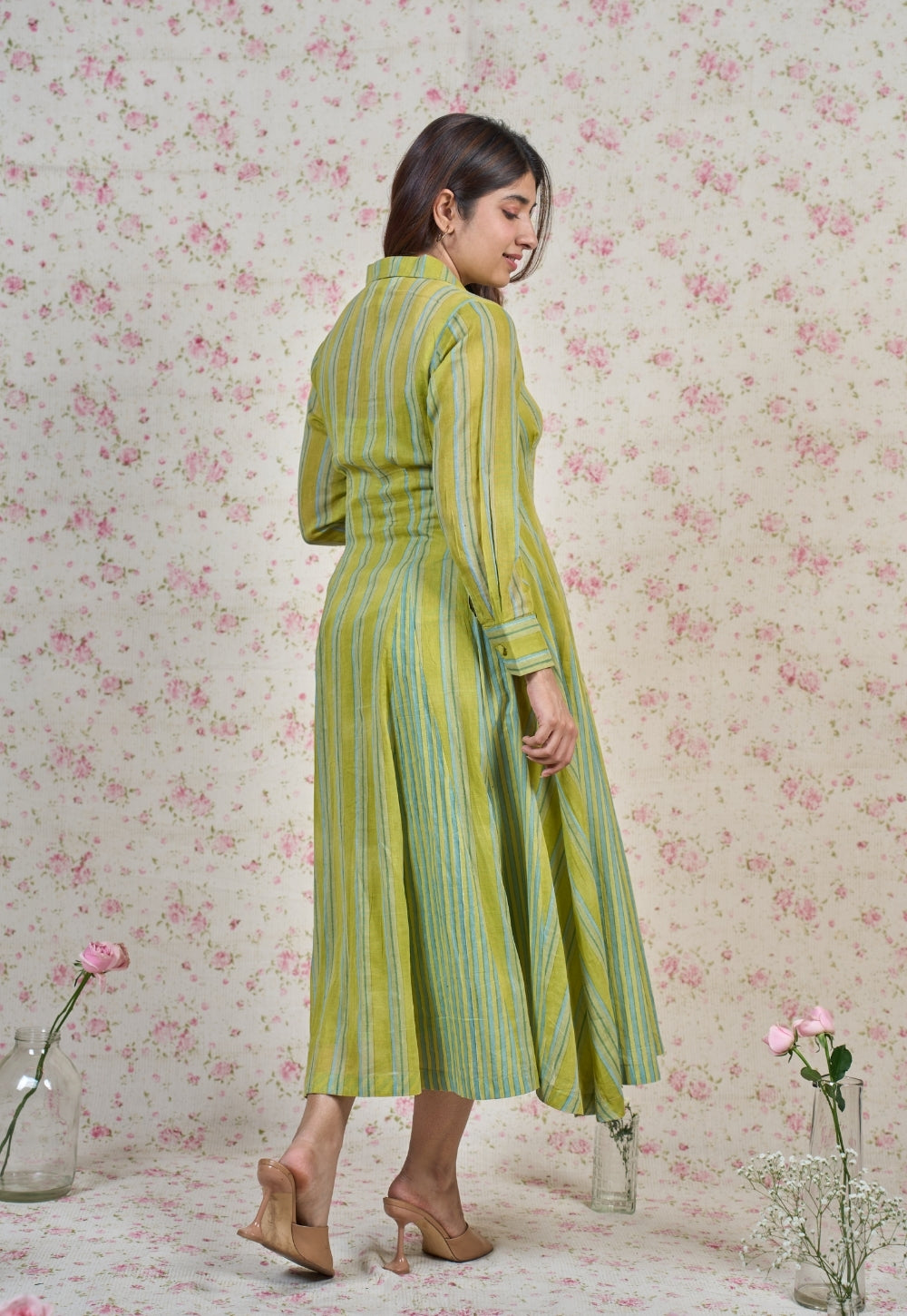 Susan Green Sanganeri Mul Cotton A Line Dress