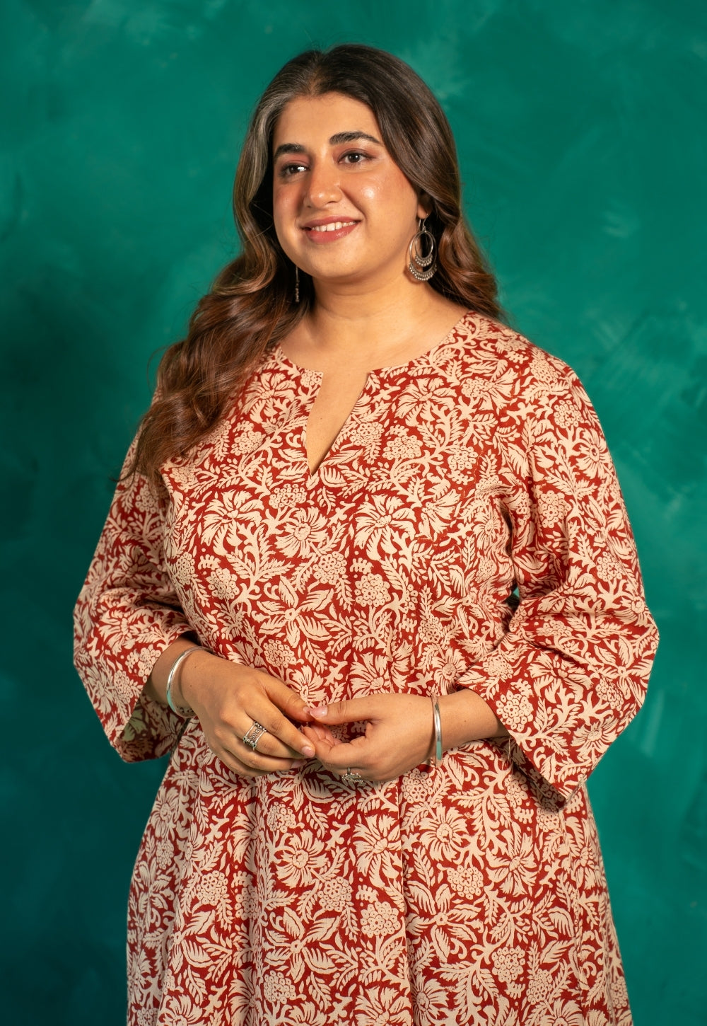Malika Red Bagru Cotton Kali Kurta