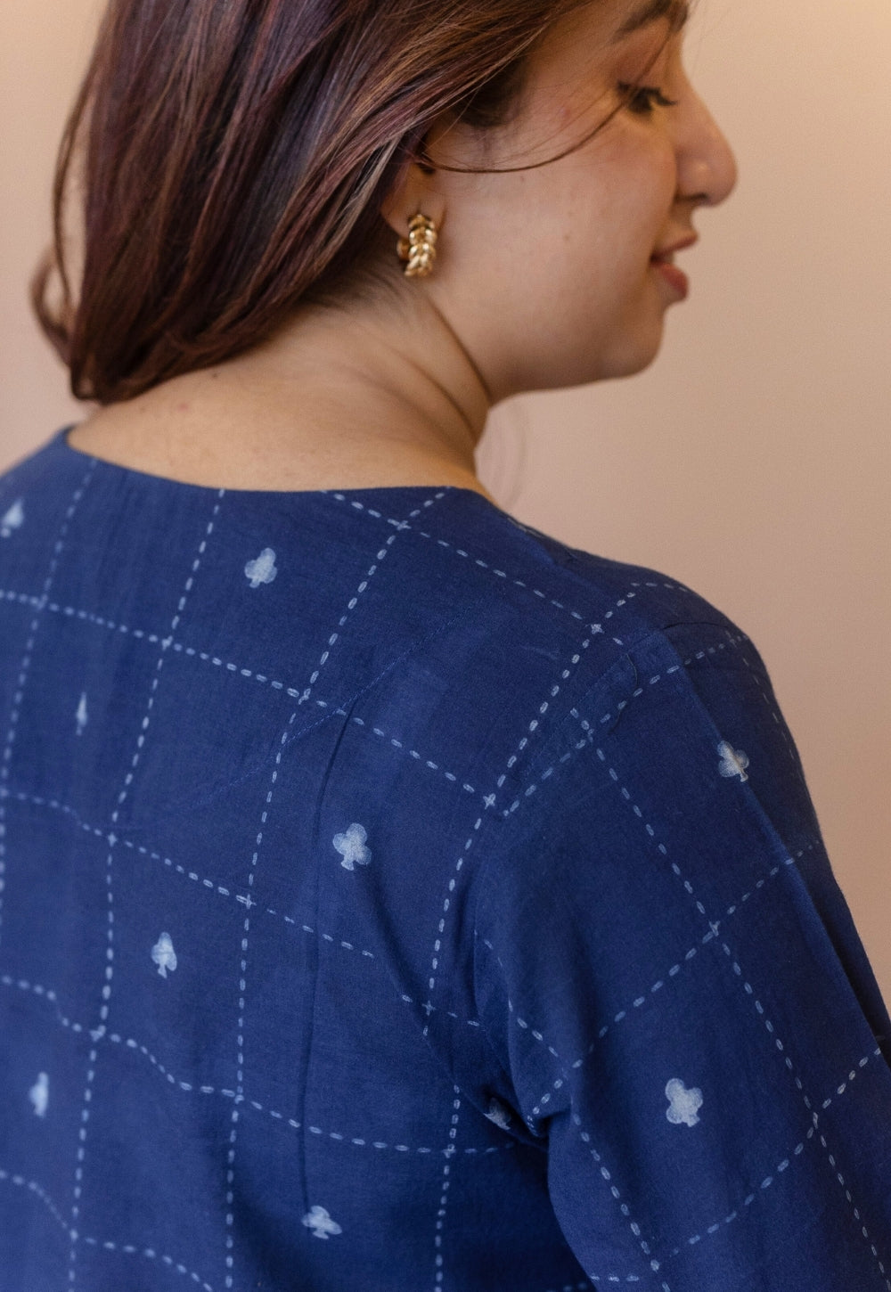 Shriya Blue Dabu Cotton A Line Kurta
