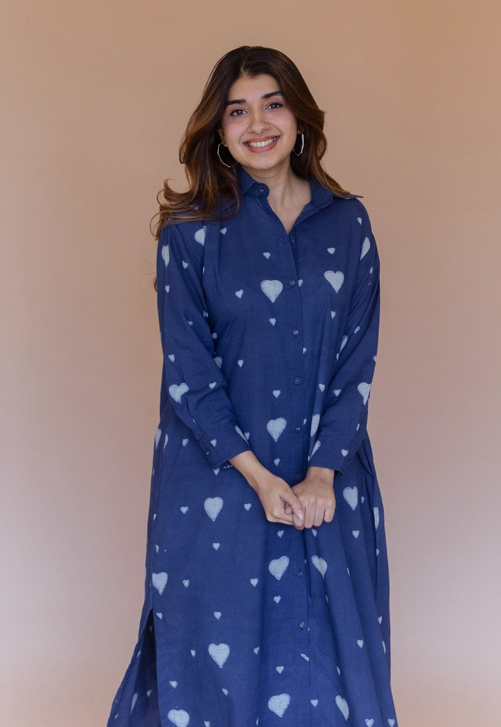 Samiyah Blue Dabu Cotton Shirt Dress