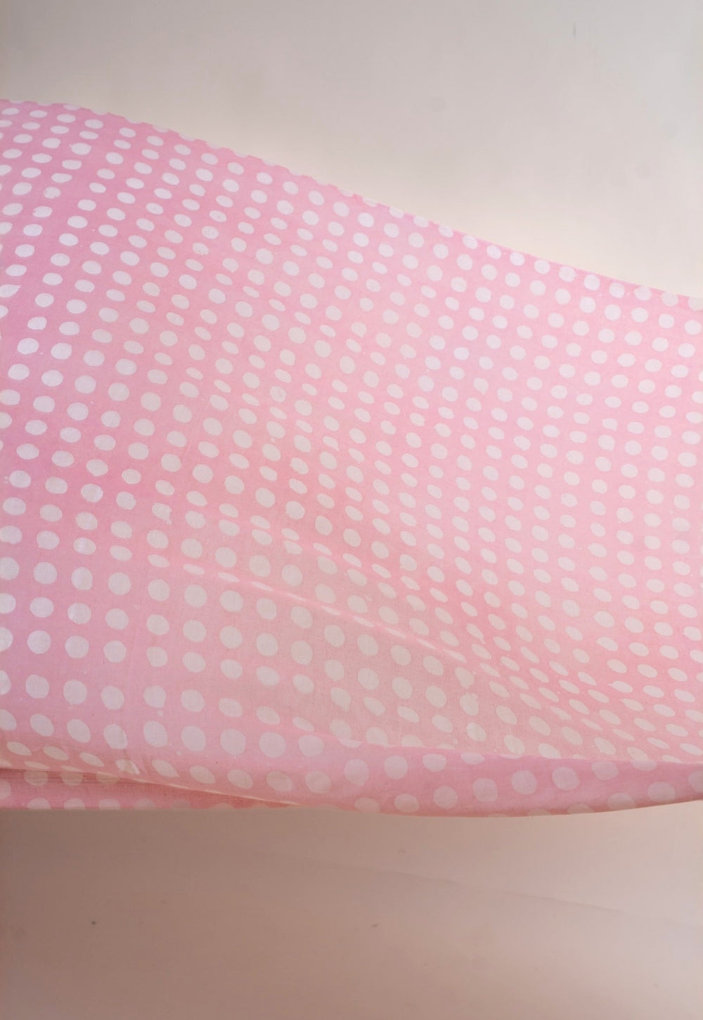 Pink Polka Dots Batik Handblock Printed Mul Fabric